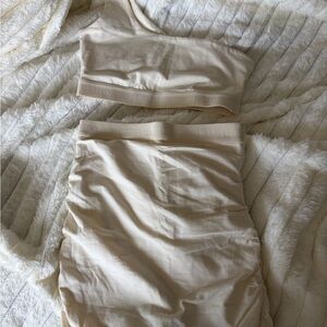 Princess Polly Seamless Nude Two-Piece Set - One-Shoulder Crop & Skirt